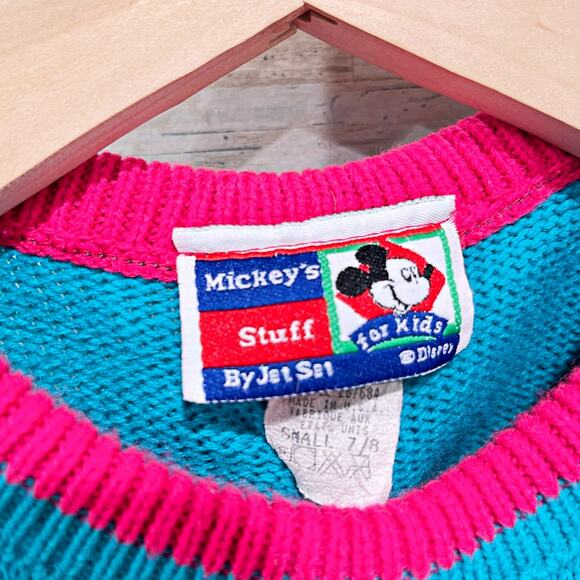 Mickey Stuff Jet Set Vintage Ugly Graphic Sweater Blue Ice Cream Girls Small 7 8 - Picture 4 of 5